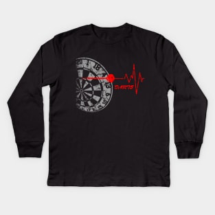 DARTS, Dart Board, heartbeat Kids Long Sleeve T-Shirt